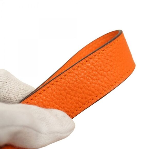 Hermes Handbag Picotin Lock MM Taurillon Clemence Orange Silver Hardware □R - Picture 7 of 8